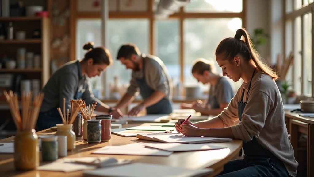 Community workshop space with artists collaborating